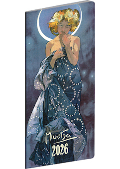  Kapesní diář Alfons Mucha 2026 plánovací měsíční 8x18cm