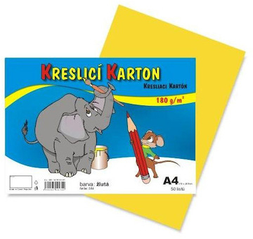 Kreslicí karton barevný A4 žlutý 50ks