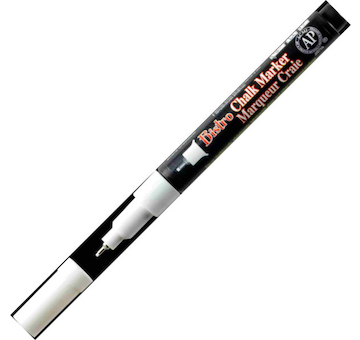 Křídový popisovač Marvy 485S-W bílý extra tenký hrot