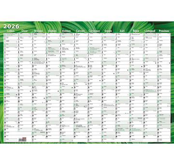Nástěnný roční kalendář (600x420 mm) Listy
