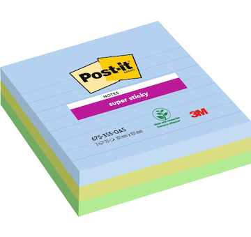 Samolepicí bloček linkovaný modrá a odstíny zelené 101x101mm 3x70ks