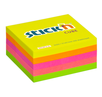 Samolepicí bloček mini neon žlutý mix