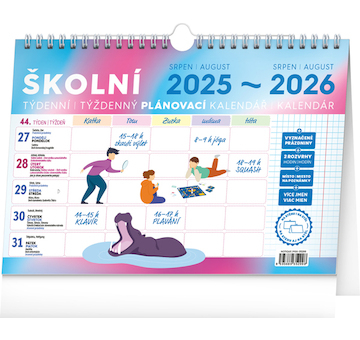  Školní plánovací kalendář s háčkem 2026 30x21cm