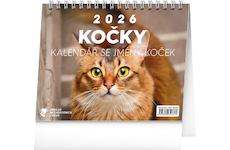  Stolní kalendář Kočky se jmény koček 2026 16,5x13cm