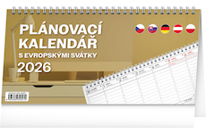  Stolní kalendář Plánovací s evropskými svátky 2026 25x12,5cm